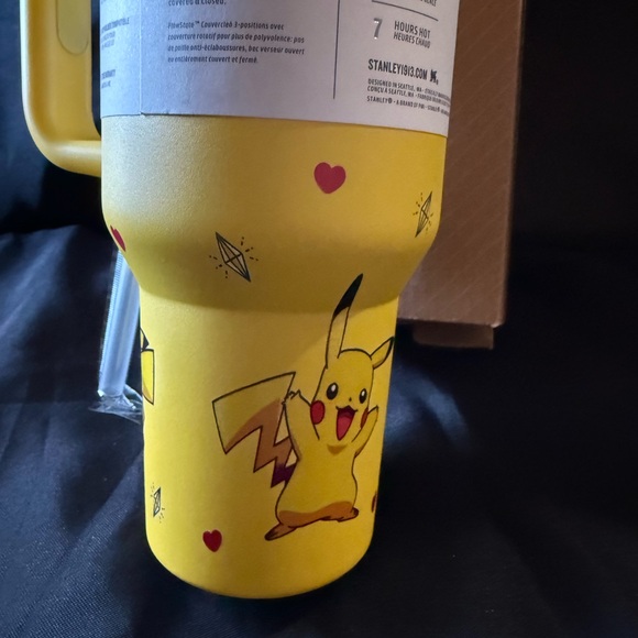 New 40oz Stanley Yellow Quencher H2.0 Tumbler Featuring Pikachu with Straw - Picture 6 of 9